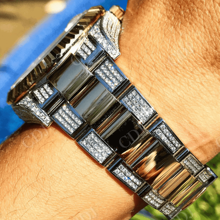 Yellow Dial Rolex Sky Dweller Moissanite Watch customdiamjewel