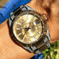 Yellow Dial Rolex Sky Dweller Moissanite Watch customdiamjewel