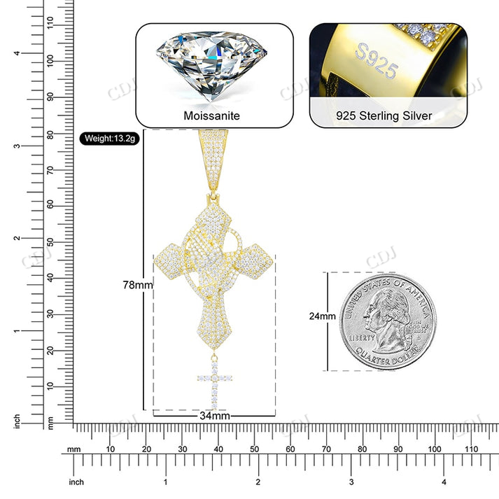 Cross Design Fully iced Out Hip Hop Diamond Pendant customdiamjewel