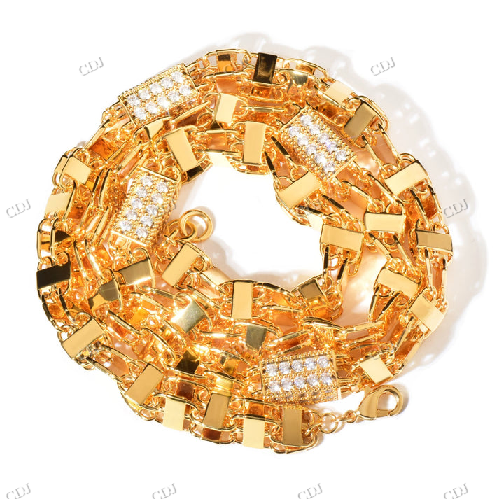 Antique 15mm Iced Block Design Chain hip hop jewelry CustomDiamJewel