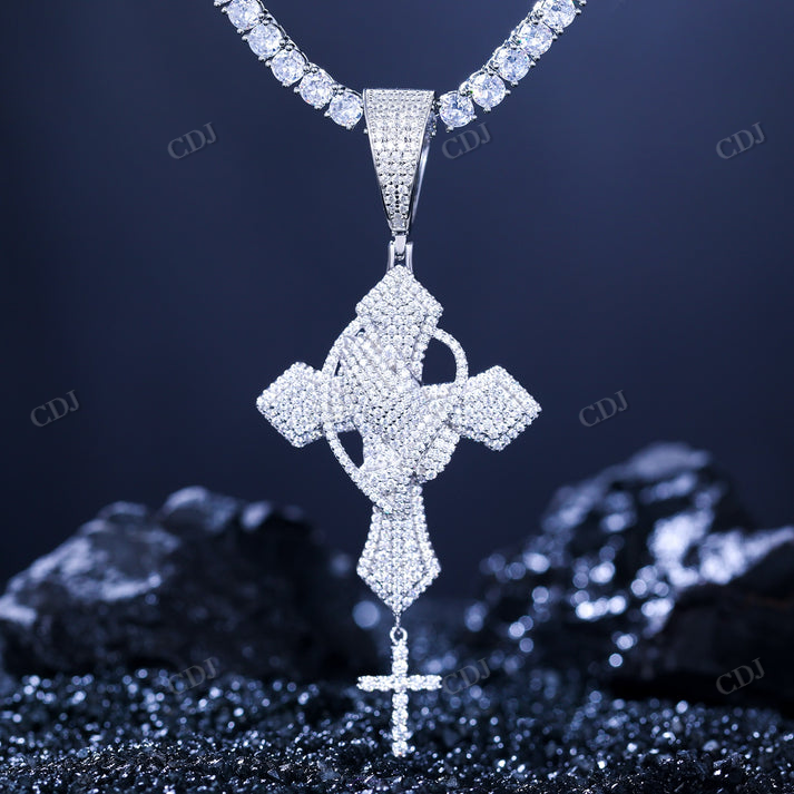 Cross Design Fully iced Out Hip Hop Diamond Pendant customdiamjewel