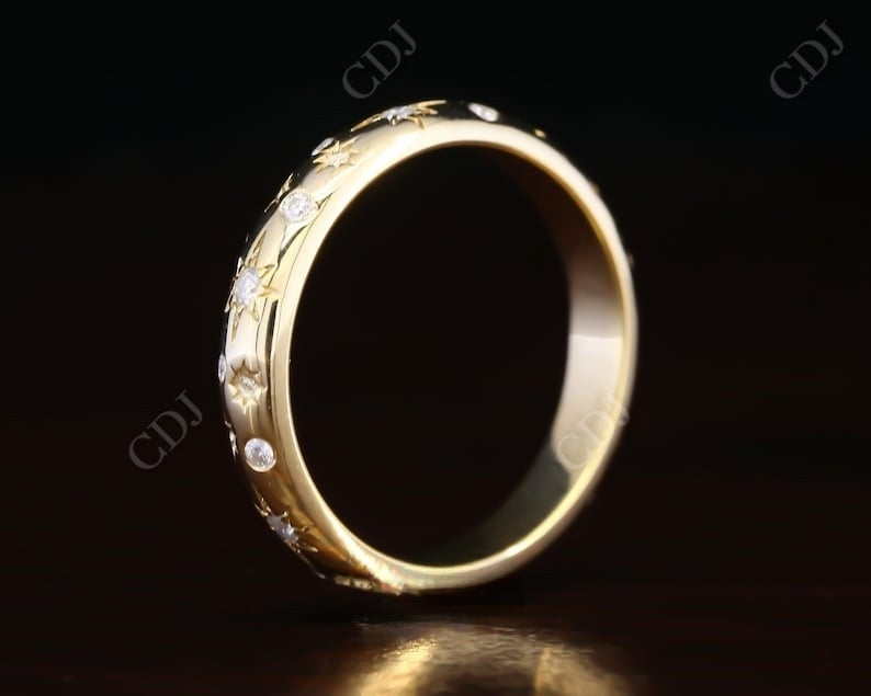 0.24CT Round Cut Real Dimaond Vintage Starburst Wedding Band  customdiamjewel   