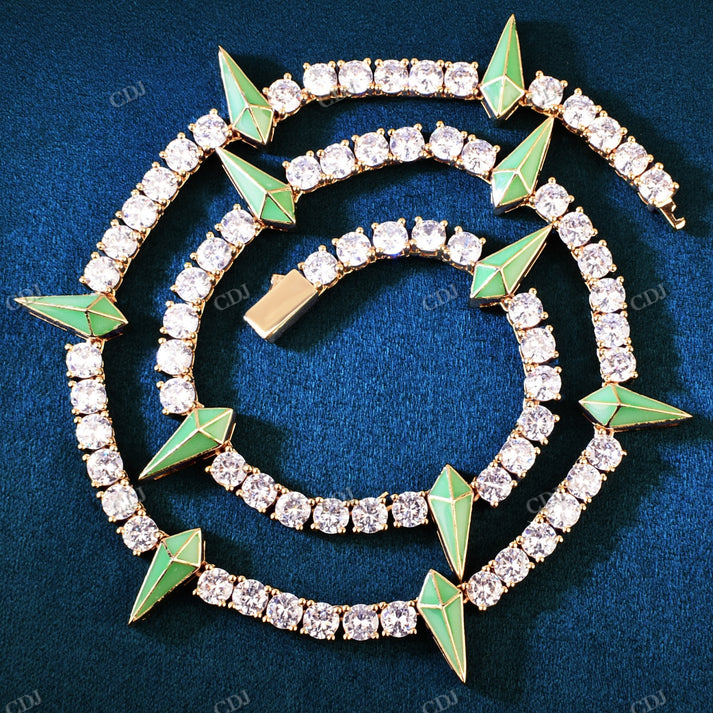 5mm Diamond Glow In The Dark Claw Stationed Tennis Chain hip hop jewelry CustomDiamJewel