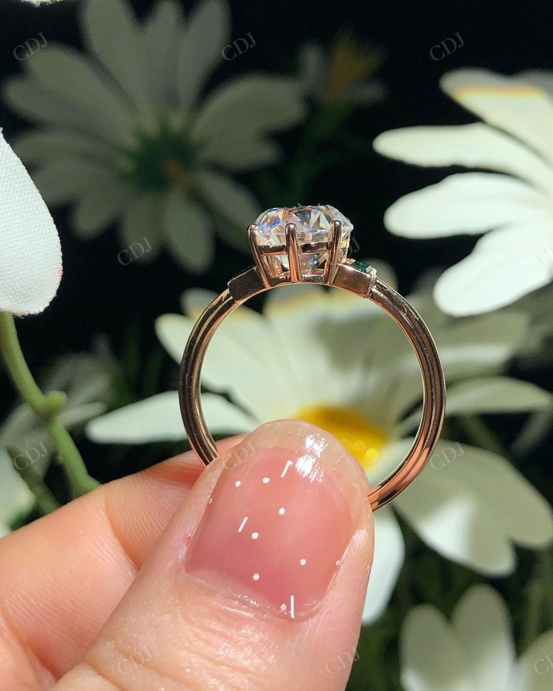 Portuguese Cut Moissanite Handmade Ring