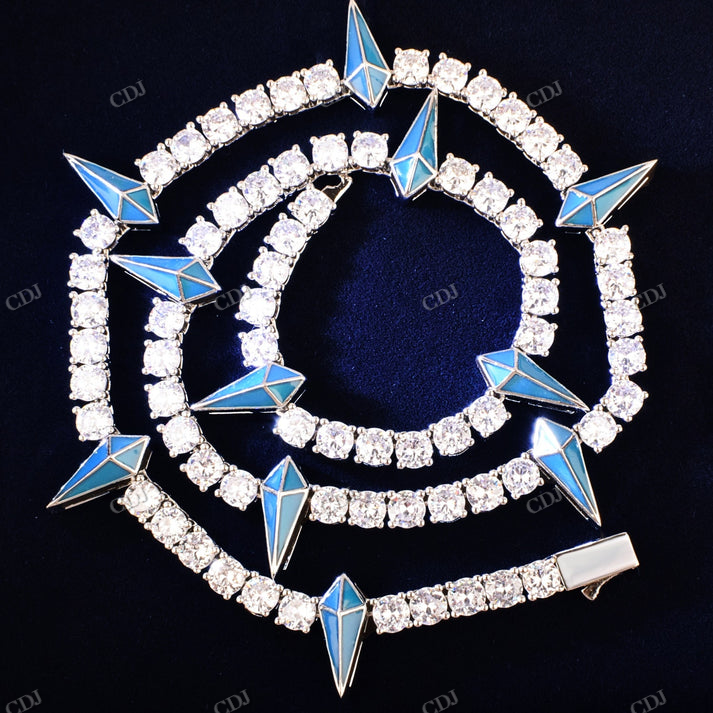 5mm Diamond Glow In The Dark Claw Stationed Tennis Chain hip hop jewelry CustomDiamJewel