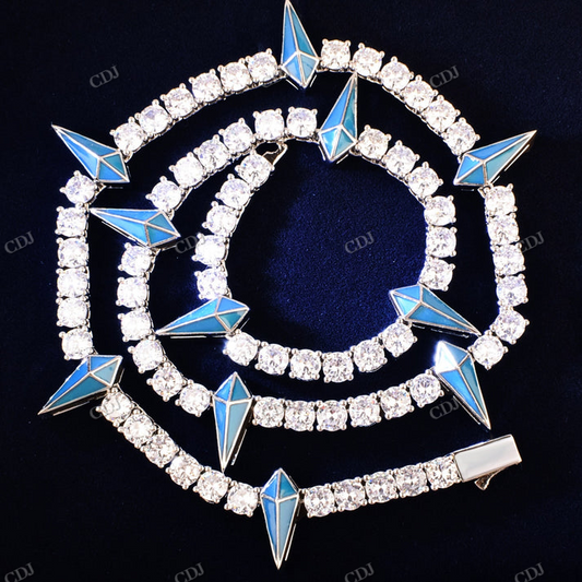 5mm Diamond Glow In The Dark Claw Stationed Tennis Chain hip hop jewelry CustomDiamJewel