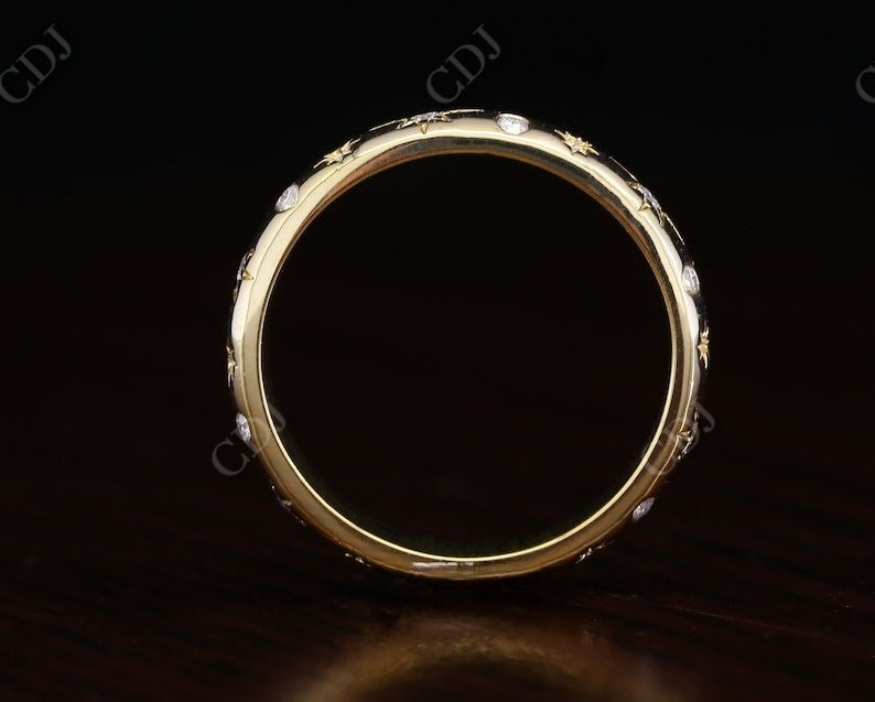 0.24CT Round Cut Real Dimaond Vintage Starburst Wedding Band  customdiamjewel   