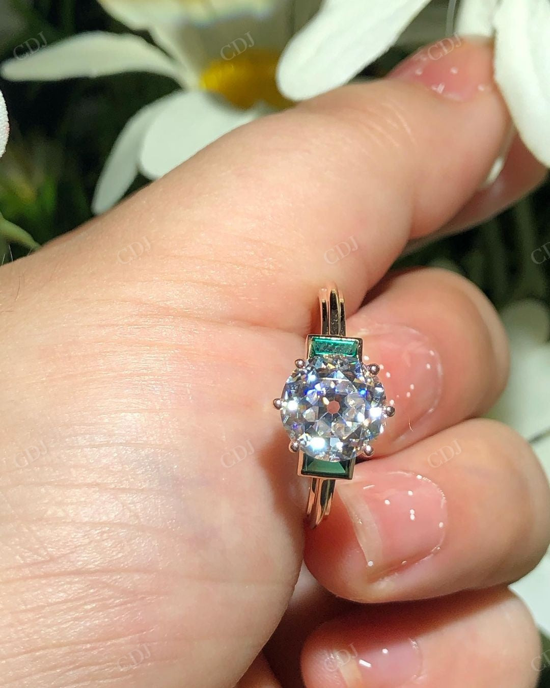Portuguese Cut Moissanite Handmade Ring