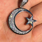 Mens 925 Silver Crescent Moon & Star Islam Muslim Arabic Pendant  customdiamjewel   