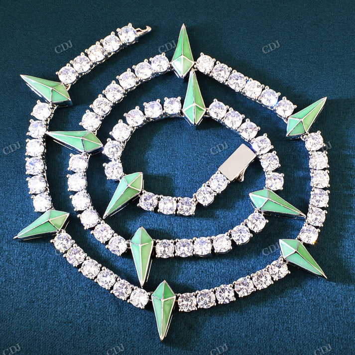 5mm Diamond Glow In The Dark Claw Stationed Tennis Chain hip hop jewelry CustomDiamJewel