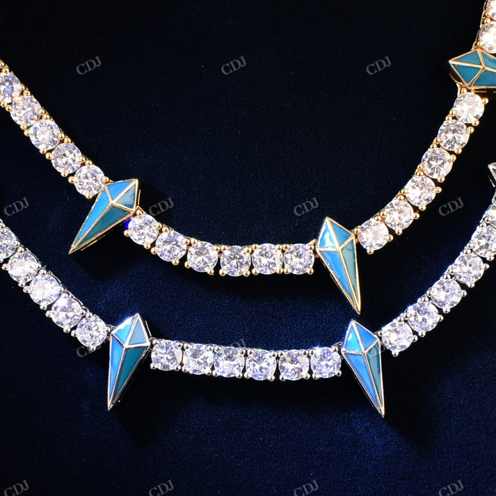 5mm Diamond Glow In The Dark Claw Stationed Tennis Chain hip hop jewelry CustomDiamJewel
