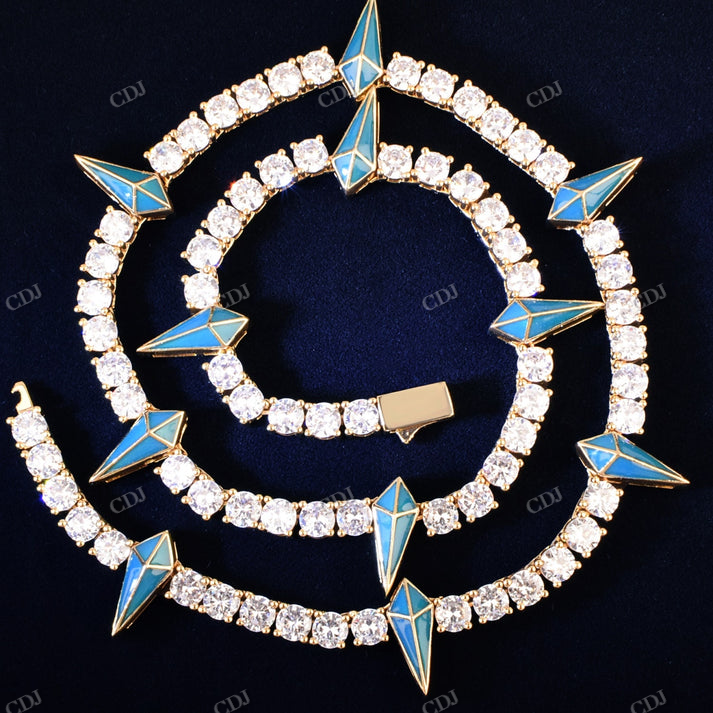 5mm Diamond Glow In The Dark Claw Stationed Tennis Chain hip hop jewelry CustomDiamJewel