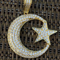Mens 925 Silver Crescent Moon & Star Islam Muslim Arabic Pendant  customdiamjewel   