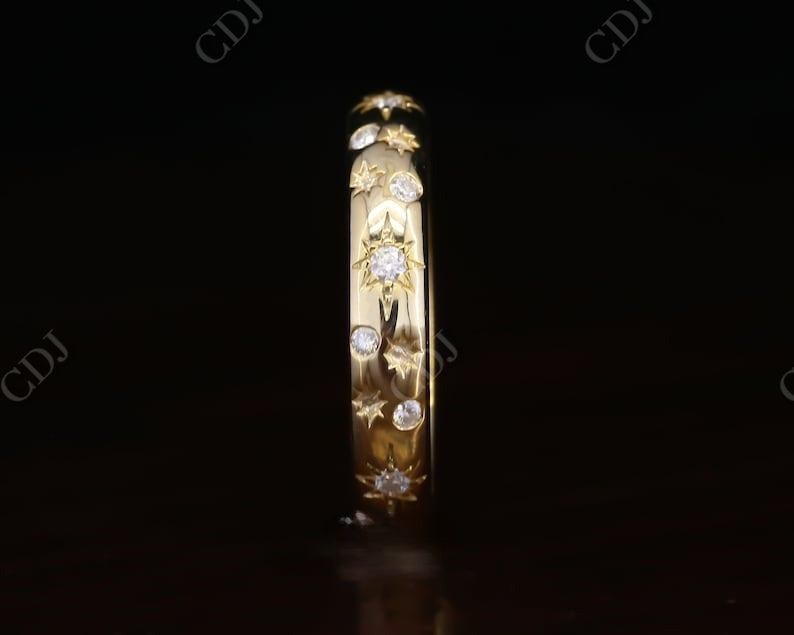 0.24CT Round Cut Real Dimaond Vintage Starburst Wedding Band  customdiamjewel   