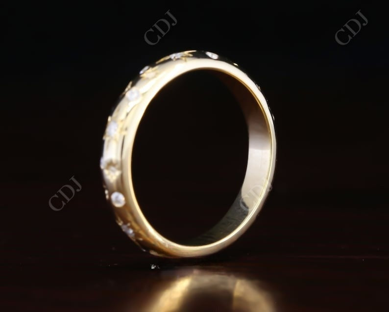 0.24CT Round Cut Real Dimaond Vintage Starburst Wedding Band  customdiamjewel   