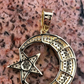 Mens 925 Silver Crescent Moon & Star Islam Muslim Arabic Pendant  customdiamjewel   