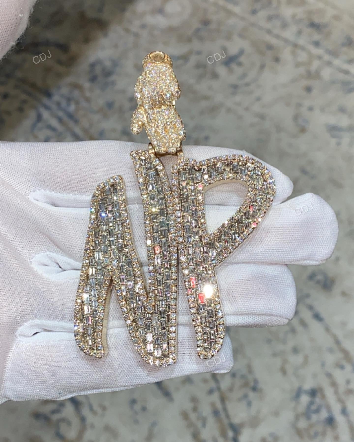 Customized NP Letter Bail Diamond Pendant hip hop jewelry CustomDiamJewel