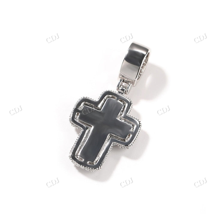 Princess and Round Hip Hop Moissanite Cross Pendant customdiamjewel