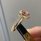 Heart Cut Pink Moissanite Halo Anniversary Ring