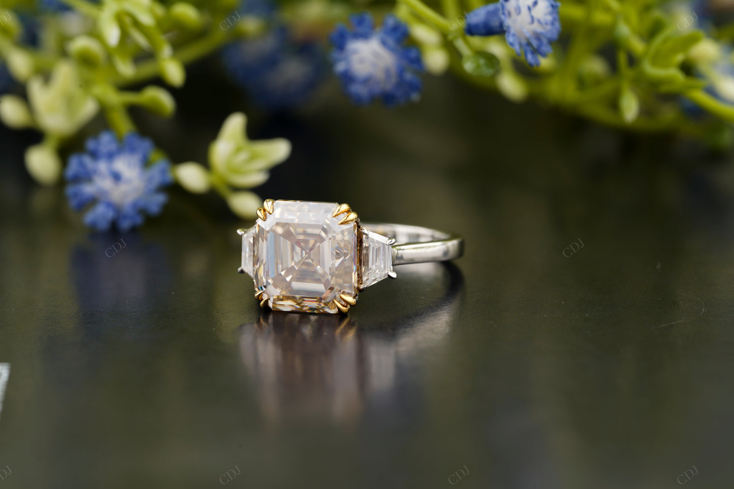 Asscher Three-Stone Moissanite Ring