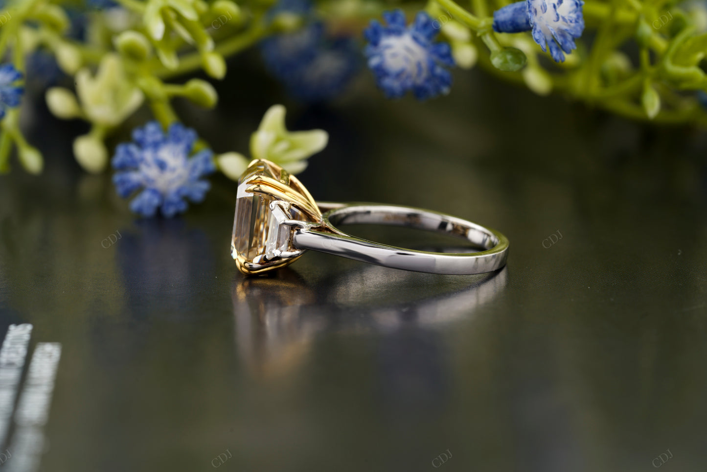 Asscher Three-Stone Moissanite Ring