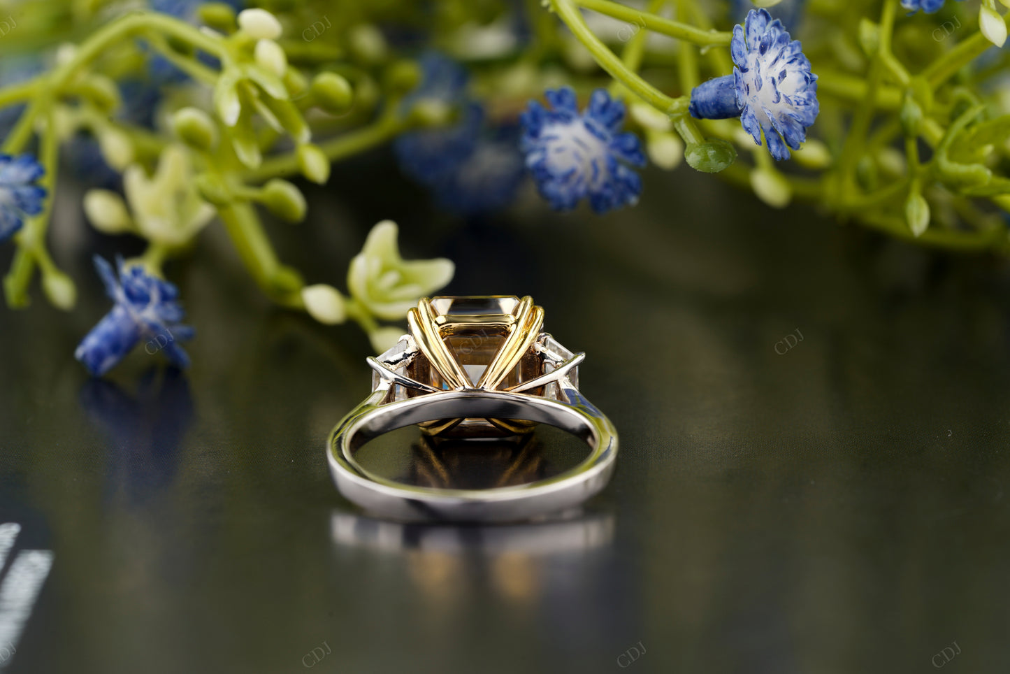 Asscher Three-Stone Moissanite Ring