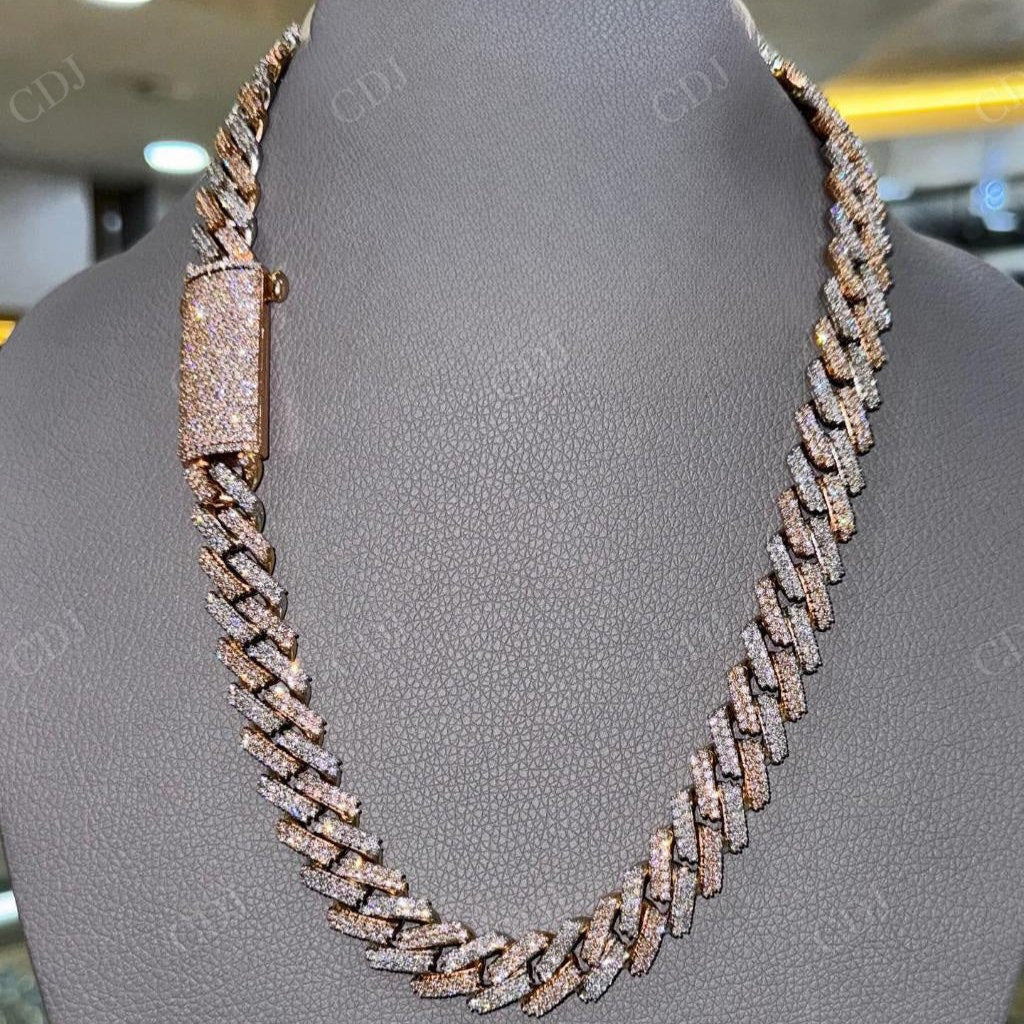 10K Rose Gold Thick Cuban Link Chain For Men hip hop jewelry CustomDiamJewel   