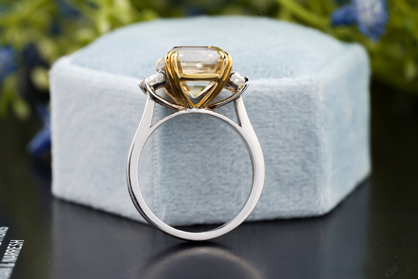 Asscher Three-Stone Moissanite Ring