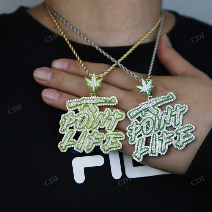 Customized Hip Hop Moissanite Green Enamel Letter Pendant customdiamjewel