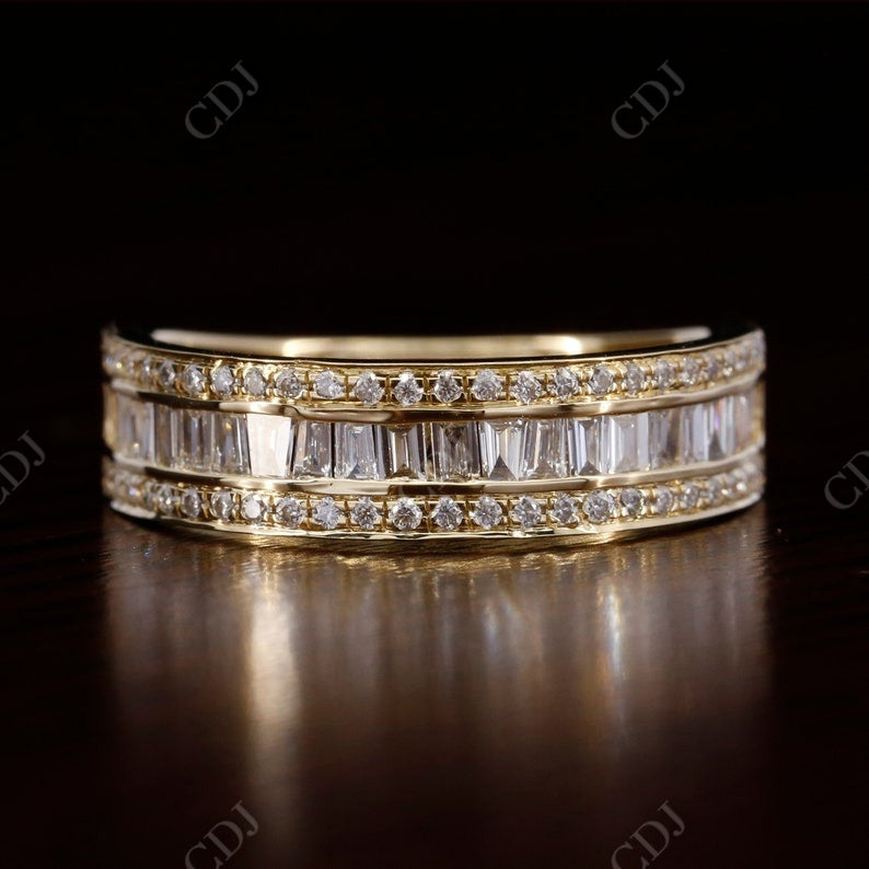 1.15CT Round cut & Baguette Cut Real Diamond Wedding band  customdiamjewel   