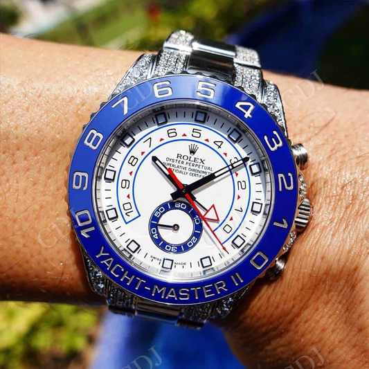 Custom Rolex White Dial Diamond Watch