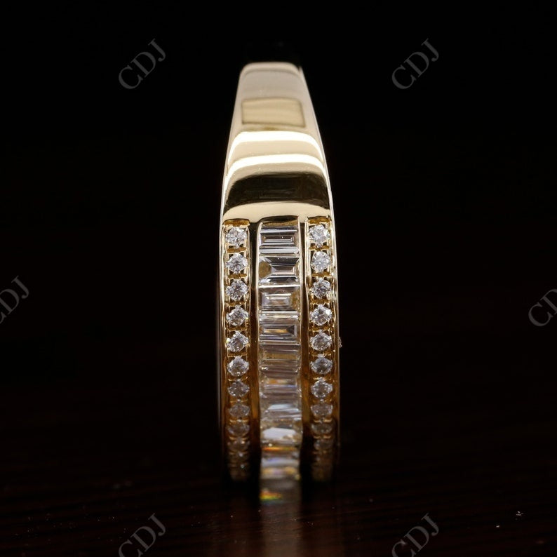 1.15CT Round cut & Baguette Cut Real Diamond Wedding band  customdiamjewel   