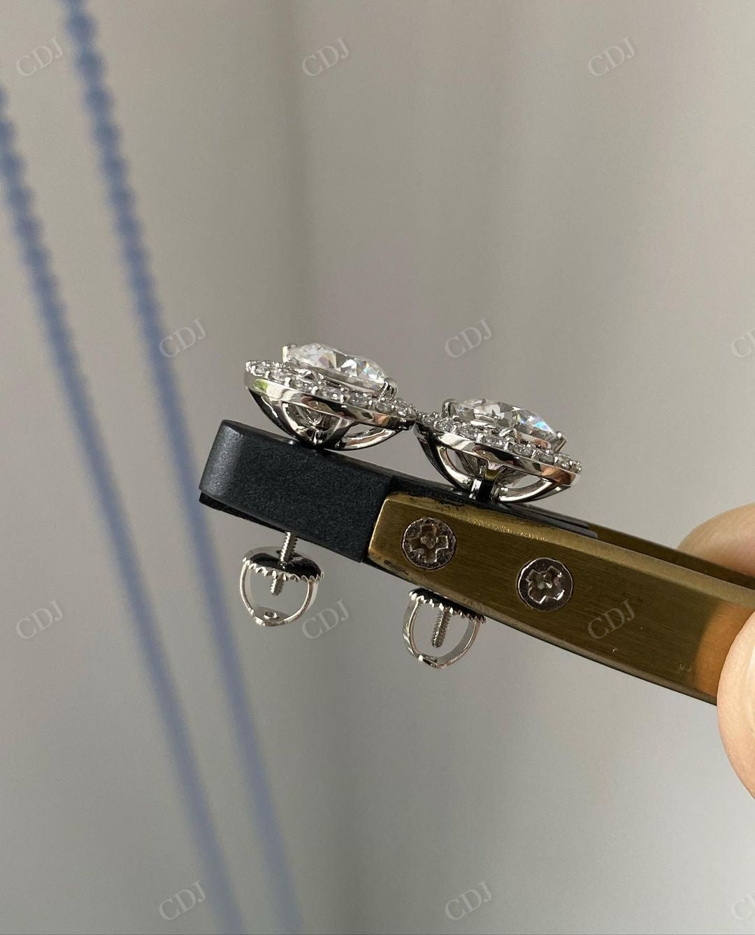 Lab Grown Diamond Solid Gold Halo Earrings