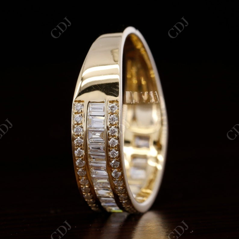 1.15CT Round cut & Baguette Cut Real Diamond Wedding band  customdiamjewel   