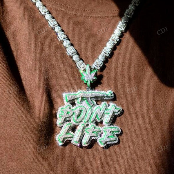 Customized Hip Hop Moissanite Green Enamel Letter Pendant customdiamjewel