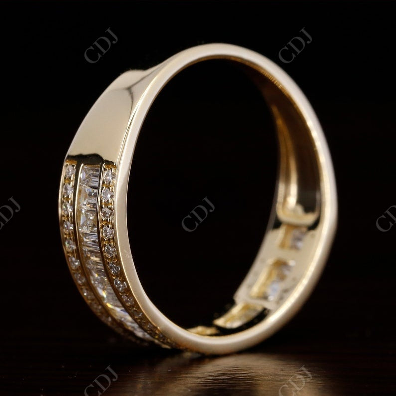 1.15CT Round cut & Baguette Cut Real Diamond Wedding band  customdiamjewel   