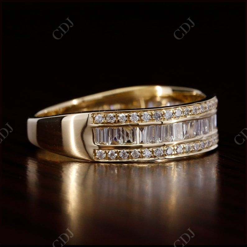 1.15CT Round cut & Baguette Cut Real Diamond Wedding band  customdiamjewel   