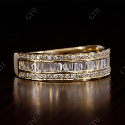 1.15CT Round cut & Baguette Cut Real Diamond Wedding band  customdiamjewel 10 KT Solid Gold Yellow Gold VVS-EF