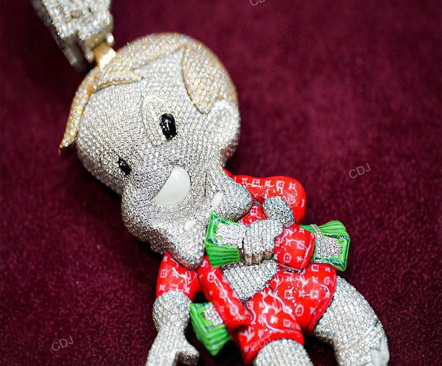 Luxuries Enamel Set Cartoon Diamond Pendant hip hop jewelry CustomDiamJewel   