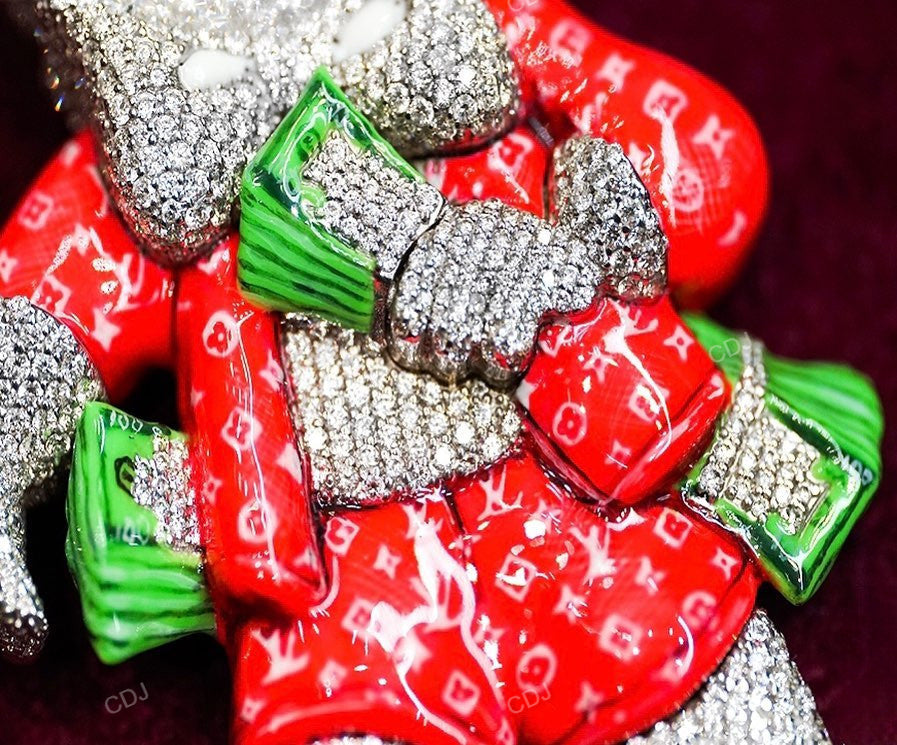 Luxuries Enamel Set Cartoon Diamond Pendant hip hop jewelry CustomDiamJewel   