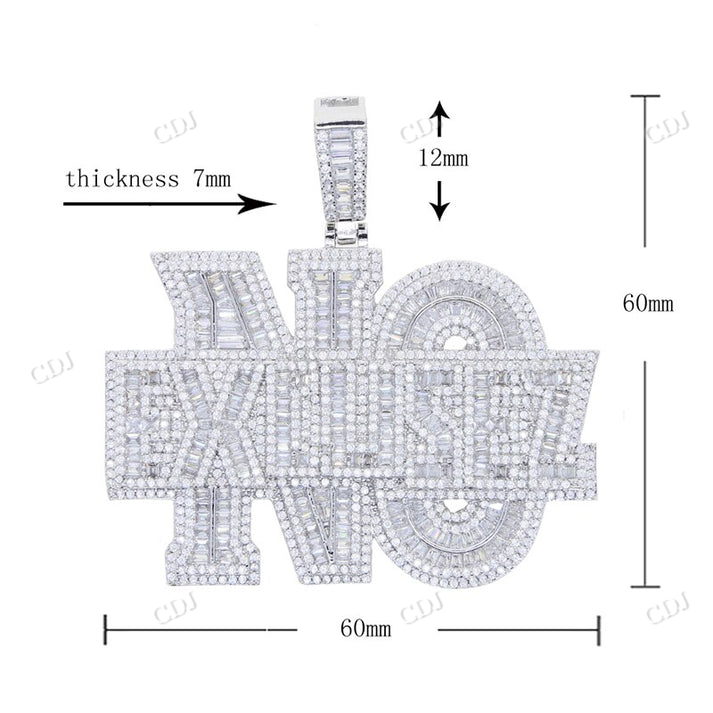 NO Letter Hip Hop Moissanite Iced Out Diamond Pendant customdiamjewel