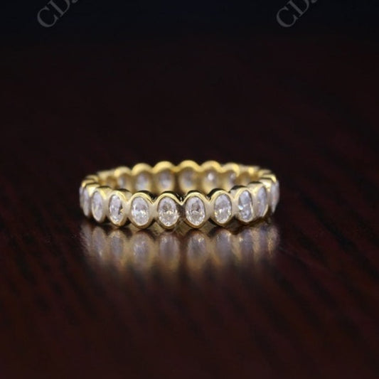 1.32Ct Oval Cut Real Diamond Bezel Set Wedding Band  customdiamjewel 10 KT Solid Gold Yellow Gold VVS-EF