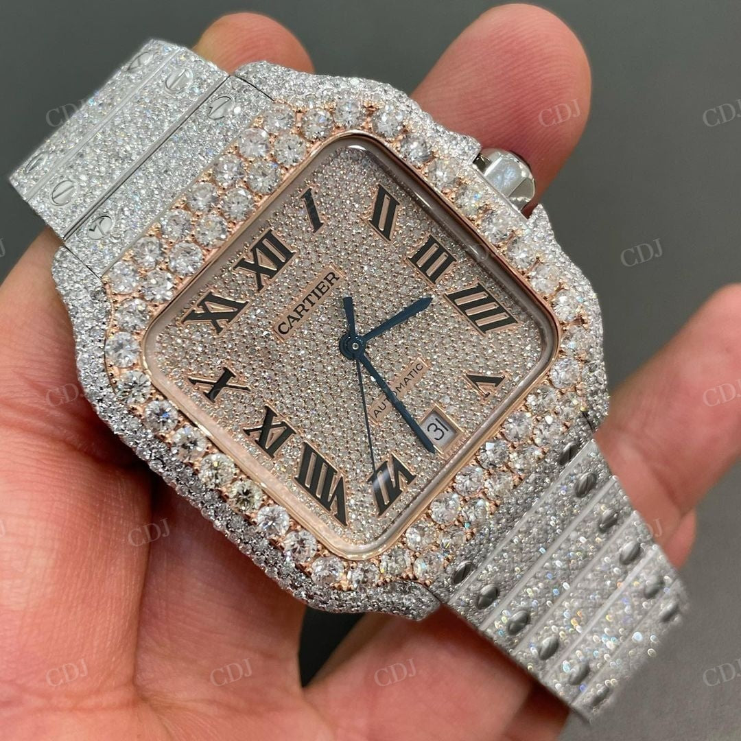 Hip Hop Diamond Cartier Fully Iced Out Moissanite Watch customdiamjewel