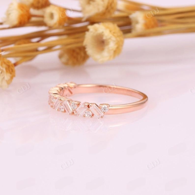 0.86CTW Round And Baguette Cut Diamond Half Eternity Wedding Band  customdiamjewel   