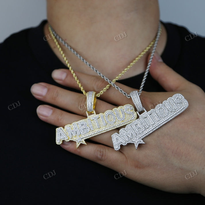 AMBITIOUS Letter Customized Hip Hop Diamond Pendant customdiamjewel