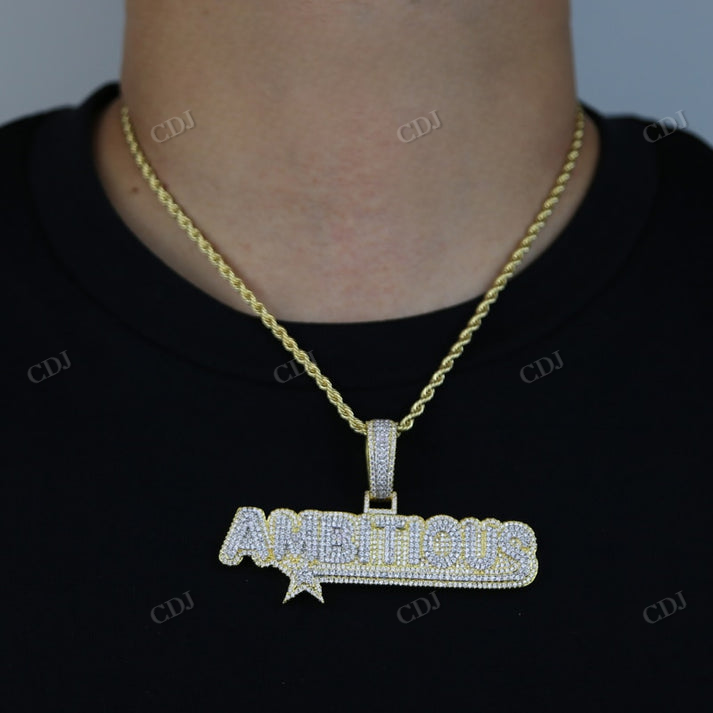 AMBITIOUS Letter Customized Hip Hop Diamond Pendant customdiamjewel