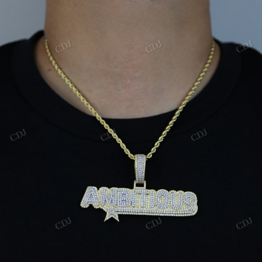 AMBITIOUS Letter Customized Hip Hop Diamond Pendant customdiamjewel
