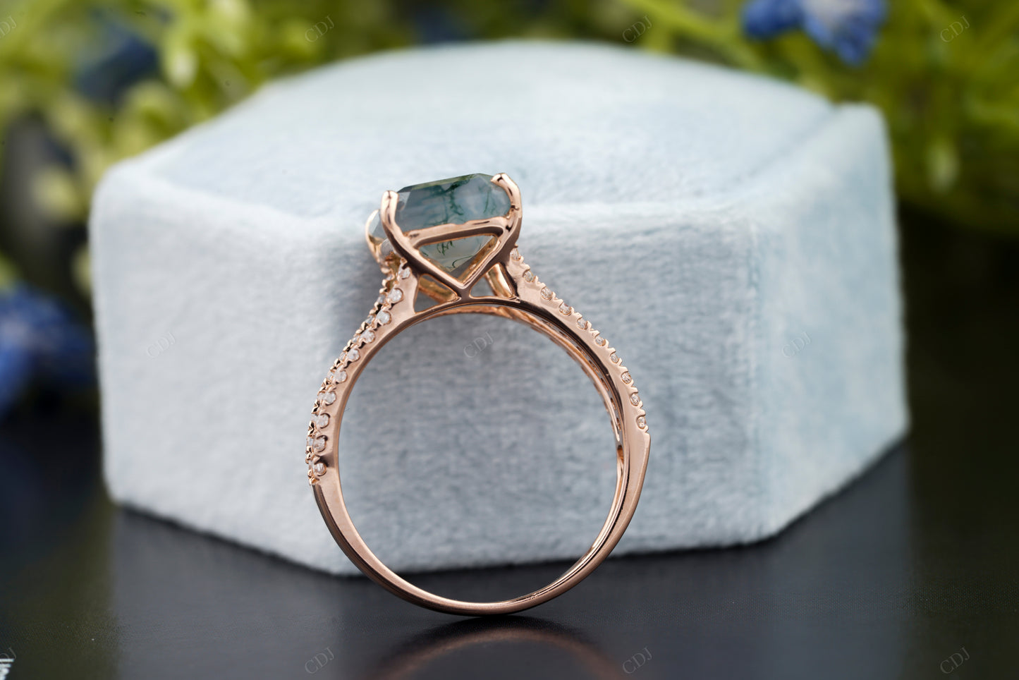 Emerald Moissanite Double Band Ring
