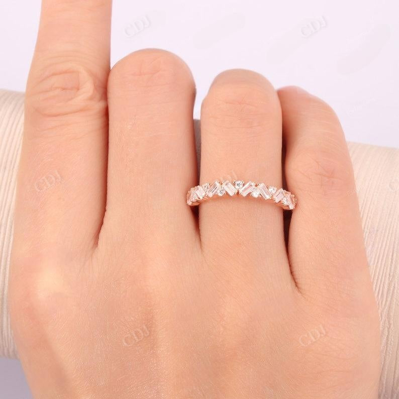 0.86CTW Round And Baguette Cut Diamond Half Eternity Wedding Band  customdiamjewel   