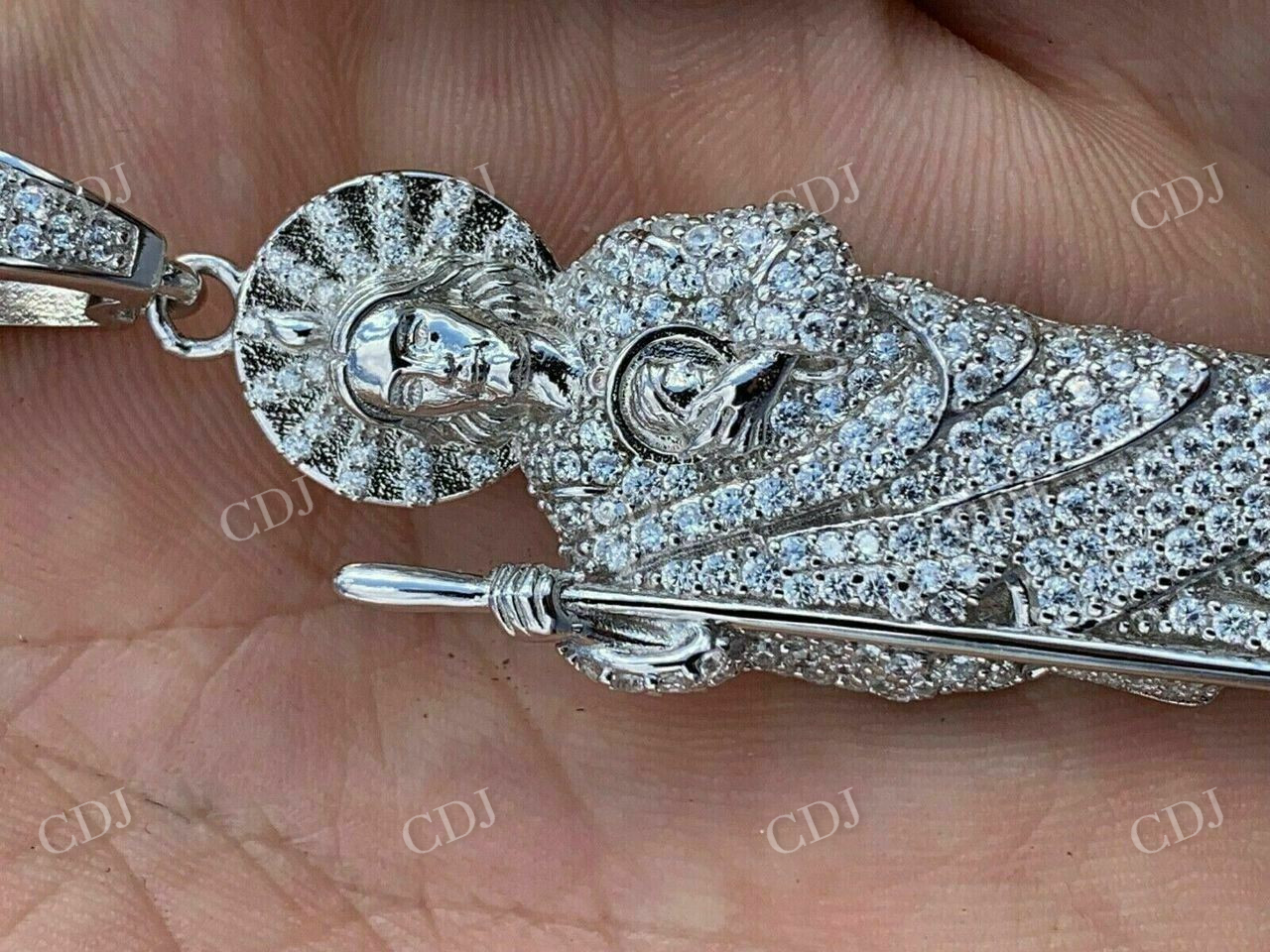 Men's Solid Gold St Jude San Judas Tadeo Iced Pendant  customdiamjewel   